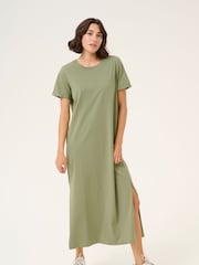 Kaffe Green Celina Full Length T-Shirt 100% Cotton Dress - Image 1 of 5