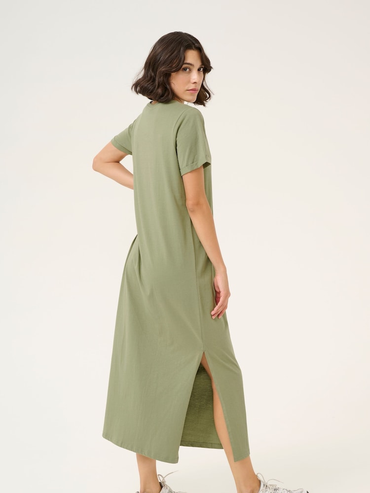 Kaffe Green Celina Full Length T-Shirt 100% Cotton Dress - Image 2 of 5 Kaffe Green Celina Full Length T-Shirt 100% Cotton Dress - Image 2 of 5