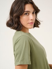 Kaffe Green Celina Full Length T-Shirt 100% Cotton Dress - Image 3 of 5