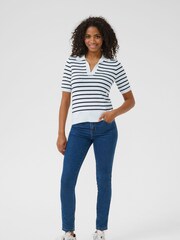 Kaffe Blue Chic Striped Polo Pullover Jumper - Image 2 of 5