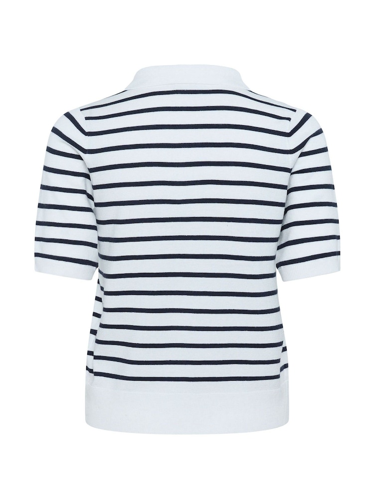Kaffe Blue Chic Striped Polo Pullover Jumper - Image 5 of 5