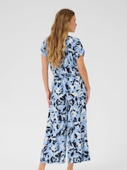 Kaffe Blue KAmira Plain Weave Cropped Jumpsuit - Image 2 of 5
