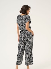 Kaffe Kamira Plain Weave Cropped Black Jumpsuit - Image 2 of 5