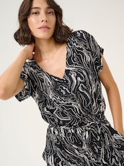 Kaffe Kamira Plain Weave Cropped Black Jumpsuit - Image 3 of 5
