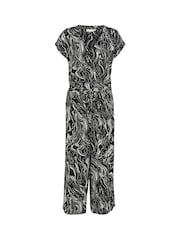 Kaffe Kamira Plain Weave Cropped Black Jumpsuit - Image 4 of 5
