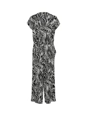 Kaffe Kamira Plain Weave Cropped Black Jumpsuit - Image 5 of 5