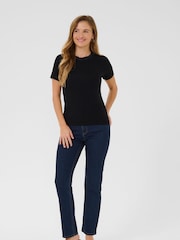 Kaffe Lace detail Black T-Shirt - Image 3 of 5