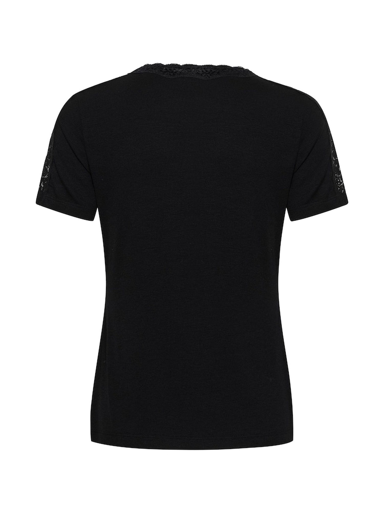 Kaffe Lace detail Black T-Shirt - Image 5 of 5 Kaffe Lace detail Black T-Shirt - Image 5 of 5