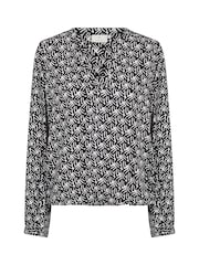 Ditte V-Notch Neck Elastic Hem Blouse - Image 5 of 6