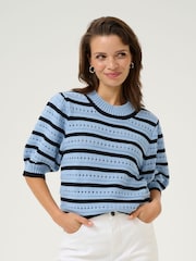 Kaffe Blue KAevelyn Knit Pullover Jumper - Image 1 of 6