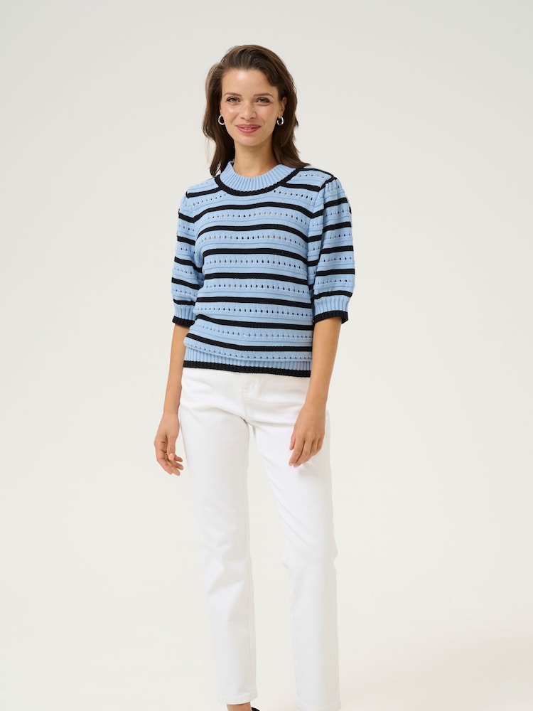 Kaffe Blue KAevelyn Knit Pullover Jumper - Image 2 of 6