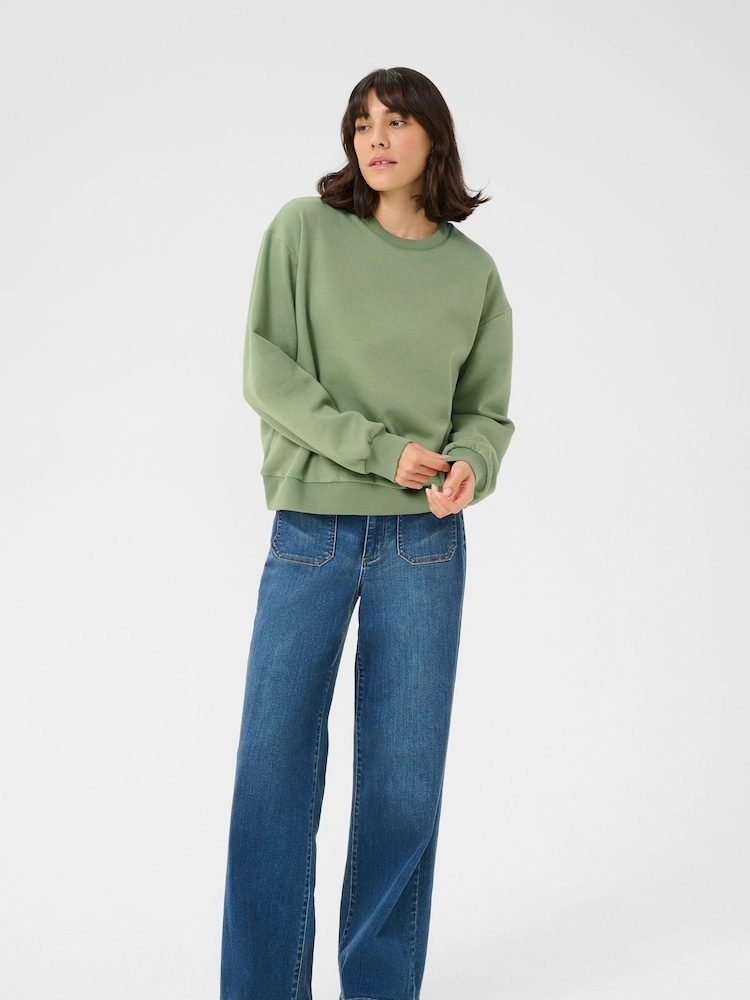 Kaffe Green KAhazel Statement Print Sweatshirt - Image 2 of 5