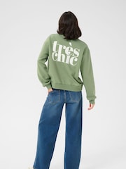 Kaffe Green KAhazel Statement Print Sweatshirt - Image 3 of 5