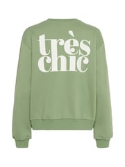 Kaffe Green KAhazel Statement Print Sweatshirt - Image 5 of 5