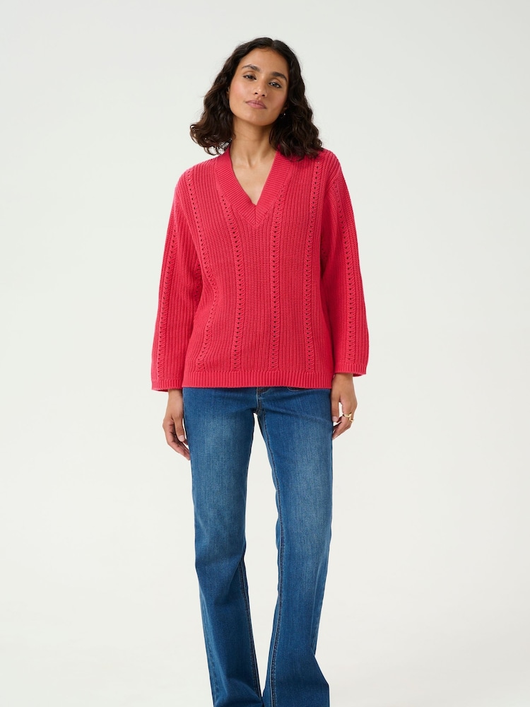 Kaffe Red KAlorri Pullover Knitwear Jumper - Image 3 of 6