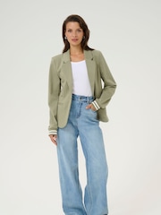 Kaffe Green Kinnie Rib Knit Cuffs Blazer - Image 2 of 6