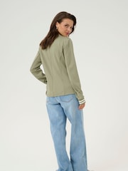 Kaffe Green Kinnie Rib Knit Cuffs Blazer - Image 3 of 6