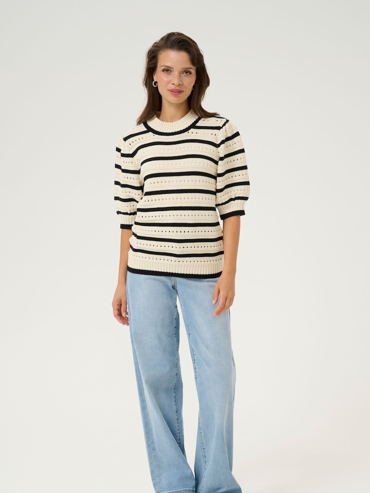Kaffe Natural Half Sleeve Knit Pullover Jumper - Image 2 of 5