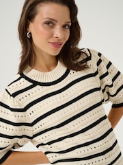 Kaffe Natural Half Sleeve Knit Pullover Jumper - Image 3 of 5
