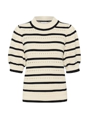 Kaffe Natural Half Sleeve Knit Pullover Jumper - Image 4 of 5