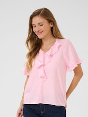 Kaffe Pink Kamariana Ruffle Detail Blouse - Image 1 of 5