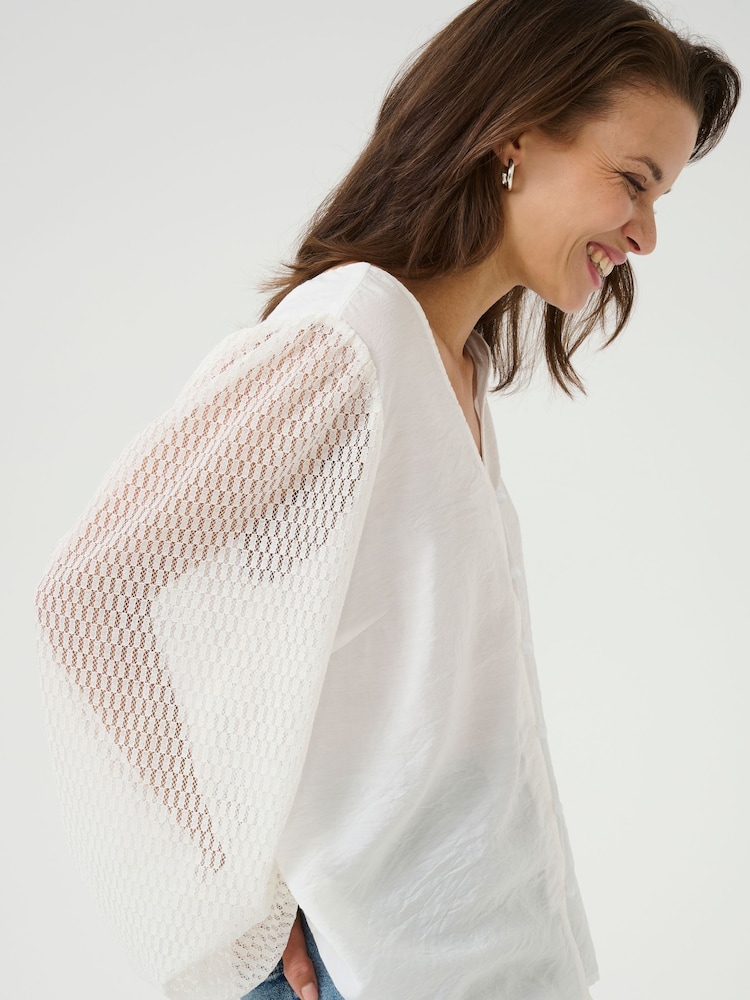 Kasonja V-Neck Buttoned Lace Blouse - Image 2 of 6