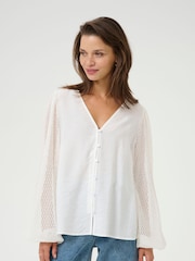 Kasonja V-Neck Buttoned Lace Blouse - Image 4 of 6