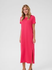Kaffe Red Celina Full Length T-Shirt 100% Cotton Dress - Image 1 of 5