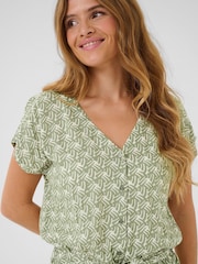 Kaffe Green KAmira Plain Weave Jumpsuit - Image 3 of 5