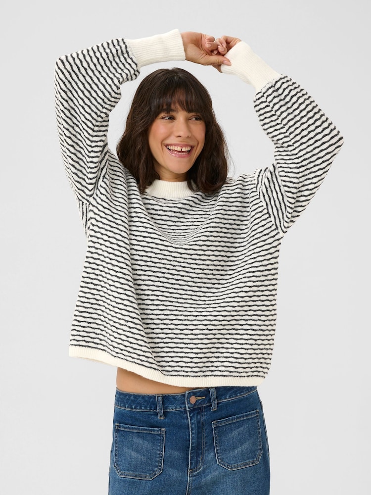 Kaffe KAellery Crew Neck Casual Fit Pullover Black Jumper - Image 1 of 5