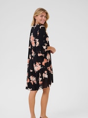 Kaffe Edita Tiered Knee Length V-Neck Black Dress - Image 3 of 6