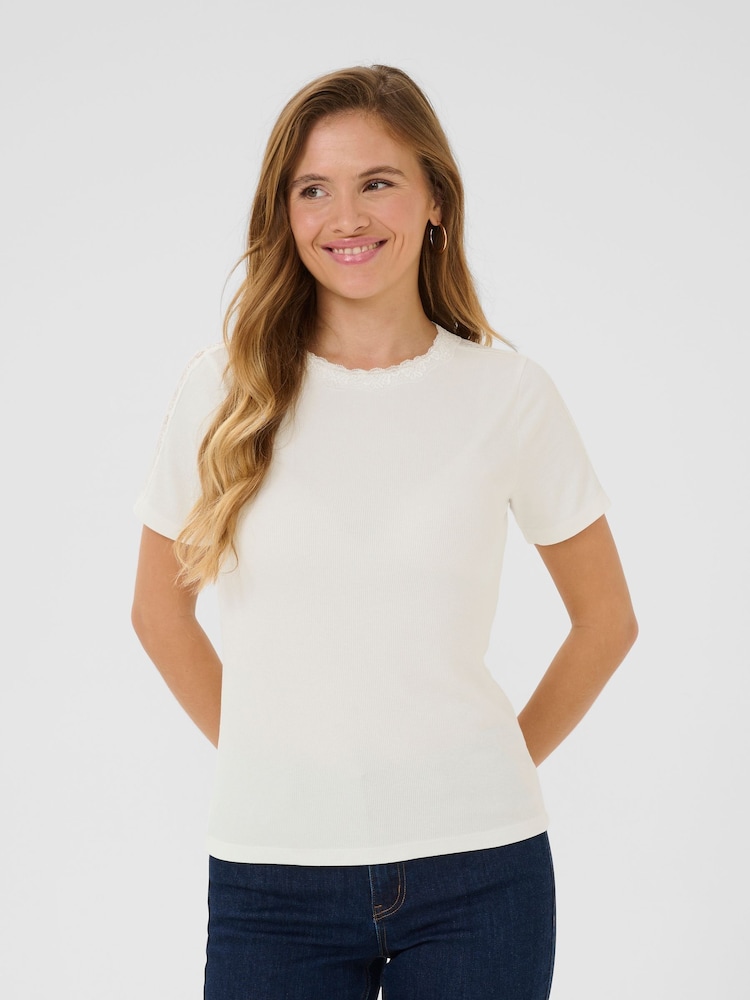Kaffe Stylish lace White T-Shirt - Image 1 of 4