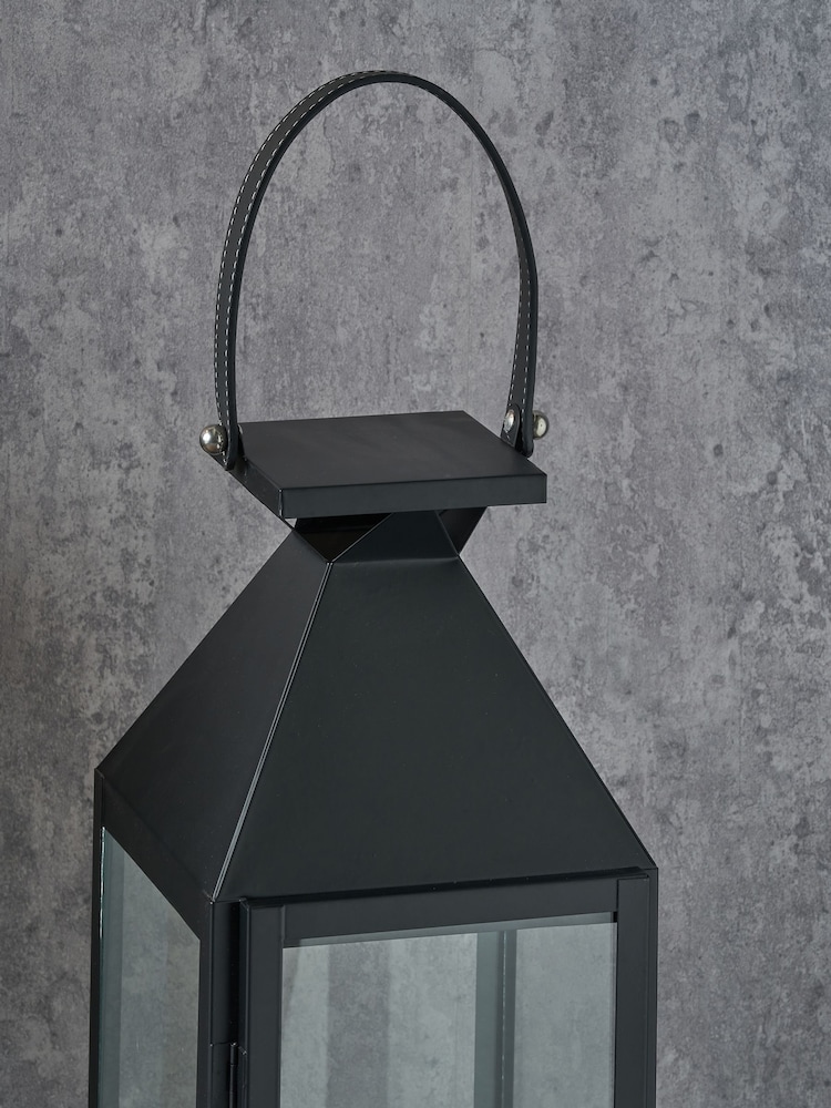 Pacific Lifestyle Black Glass Tall Medium Lantern - Image 2 of 5