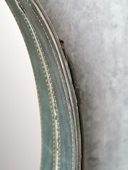 Pacific Lifestyle Dark Brown Leather Frame Round Wall Mirror - Image 2 of 4