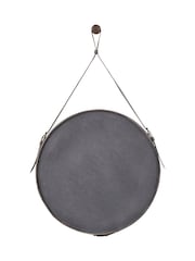 Pacific Lifestyle Dark Brown Leather Frame Round Wall Mirror - Image 4 of 4