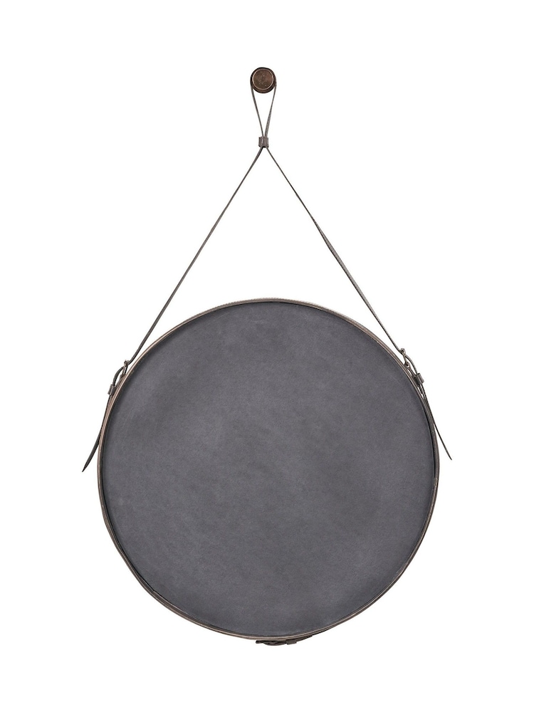 Pacific Lifestyle Dark Brown Leather Frame Round Wall Mirror - Image 4 of 4