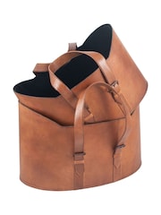 Pacific Lifestyle Set of 2 Tan Alessio Leather Handled Storage Baskets - Image 3 of 5