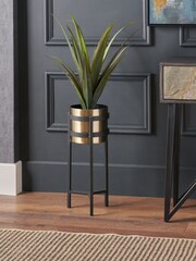 Pacific Lifestyle Black Metal Floor Small Planter - Image 1 of 5