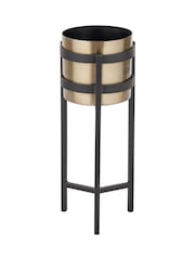 Pacific Lifestyle Black Metal Floor Small Planter - Image 5 of 5