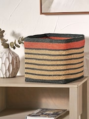 Pacific Lifestyle Orange Seagrass Stripe Square Basket - Image 1 of 7