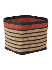 Pacific Lifestyle Orange Seagrass Stripe Square Basket - Image 3 of 7