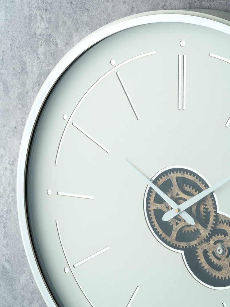 Pacific Lifestyle Ivory Metal Working Cog Wall Clock - Image 2 of 6