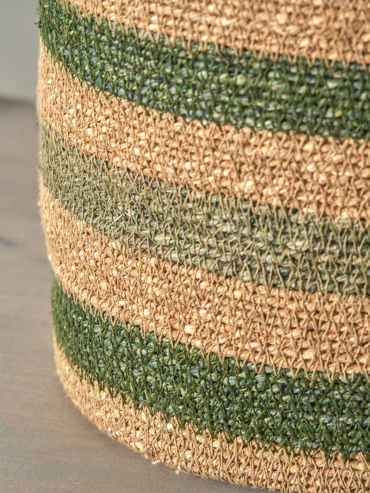 Pacific Lifestyle Green Seagrass Stripe Round Basket - Image 2 of 7