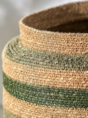 Pacific Lifestyle Green Seagrass Stripe Round Basket - Image 4 of 7