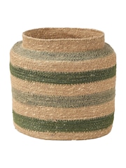 Pacific Lifestyle Green Seagrass Stripe Round Basket - Image 6 of 7