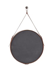 Pacific Lifestyle Tan Leather Frame Round Wall Mirror - Image 3 of 6