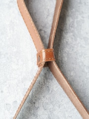 Pacific Lifestyle Tan Leather Frame Round Wall Mirror - Image 4 of 6