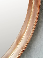 Pacific Lifestyle Tan Leather Frame Round Wall Mirror - Image 6 of 6