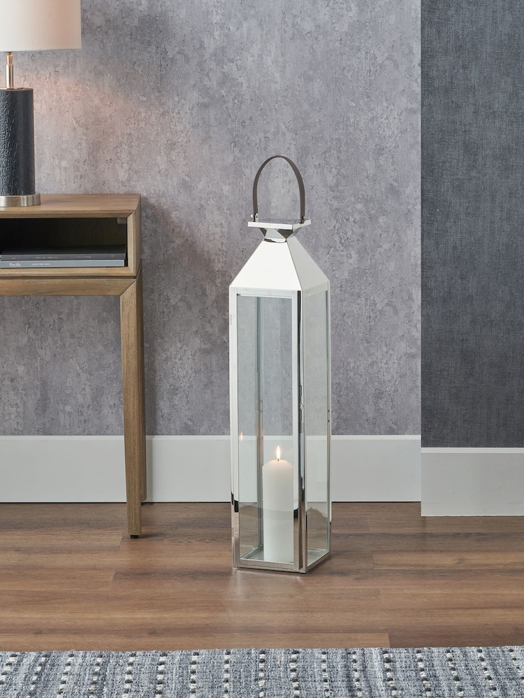 Pacific Lifestyle Silver Glass Tall Medium Lantern - Image 1 of 4
