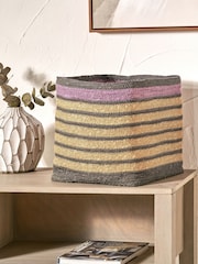 Pacific Lifestyle Purple Seagrass Stripe Square Basket - Image 1 of 6